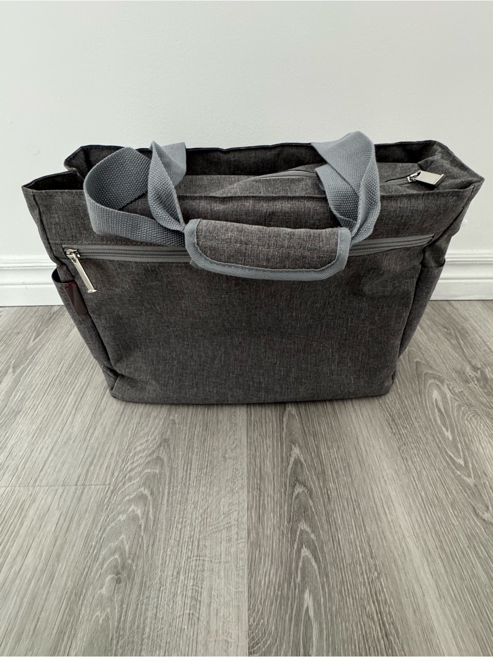 Kids Gray Multi-Pocket Tote Bag with Soft Web Handles